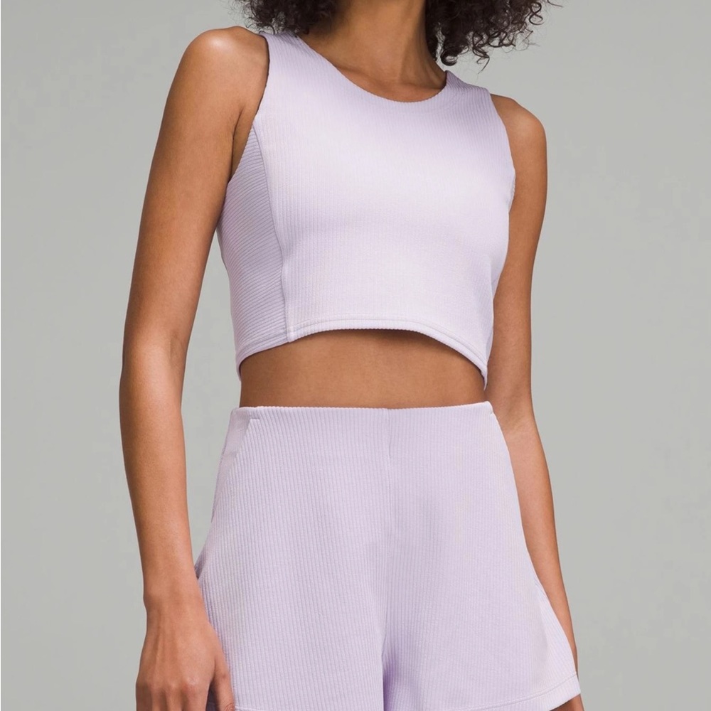 lululemon athletica Ribbed Softstreme Cropped Tank Top Light Purple lilac ether